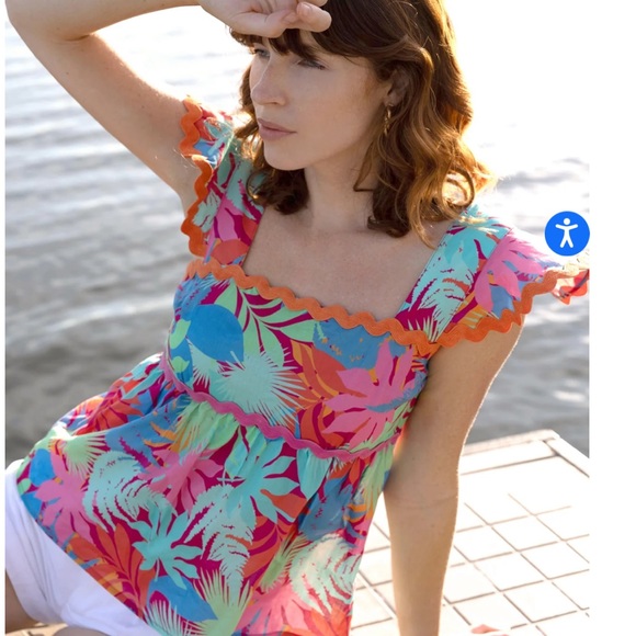 Anthropologie Tops - Anthropologie Greylin Skyler rickrack Ruffled Sleeve Top size Xs